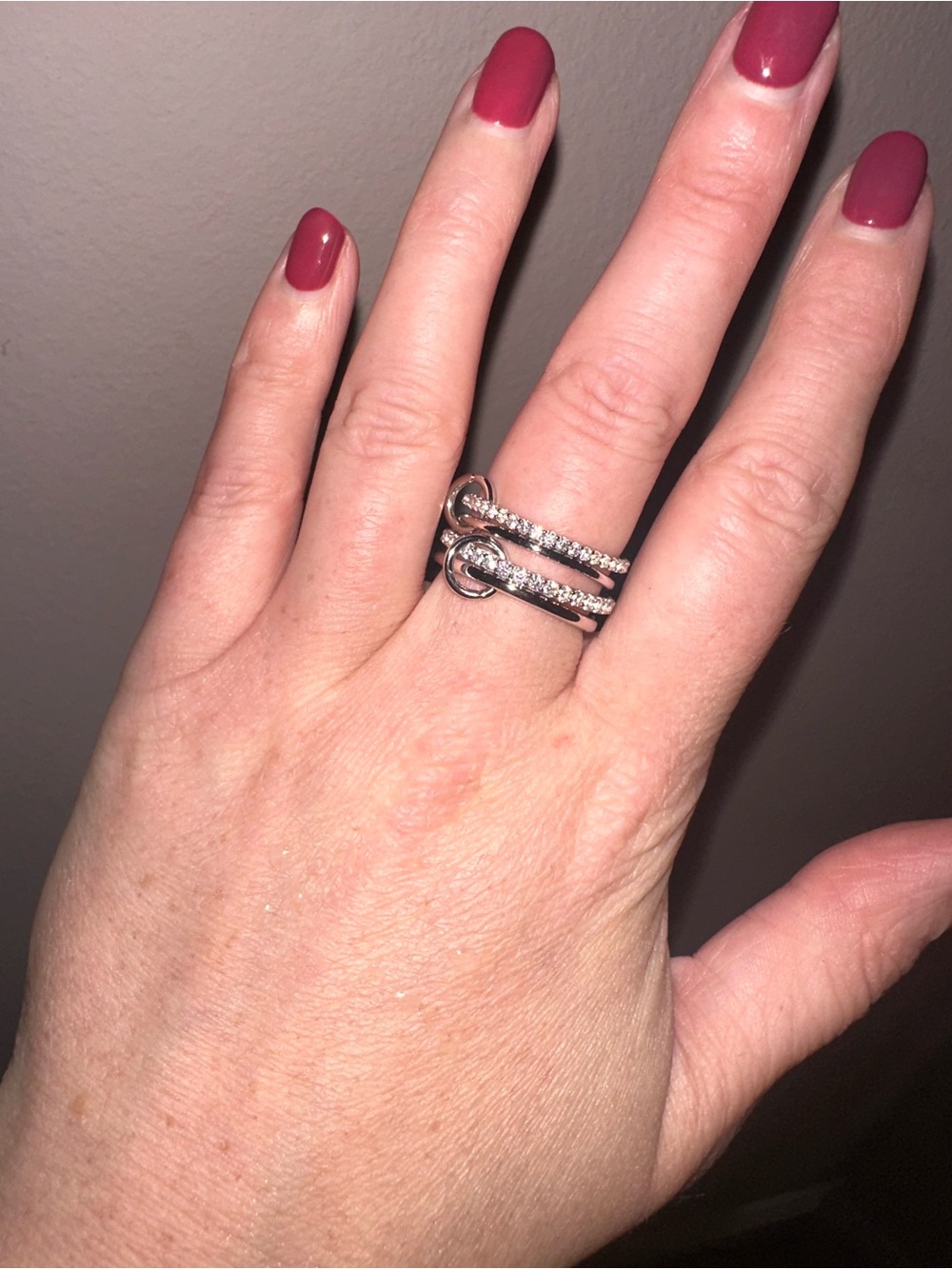 925 Sterling Silver Double Band Ring with Pavé Crystals brand new